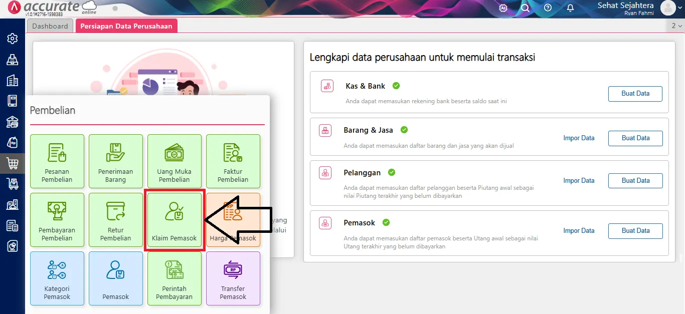 1 Menerima barang Klaim Pemasok